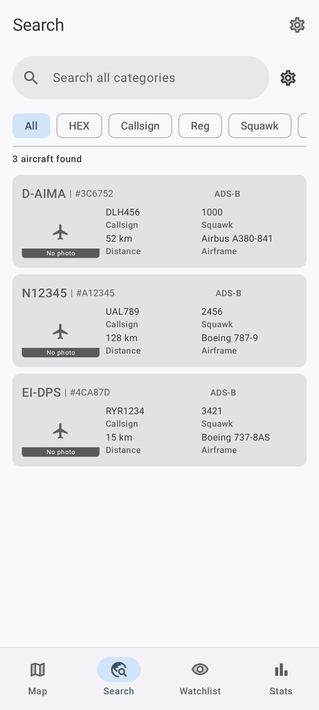 SkyFox search screen